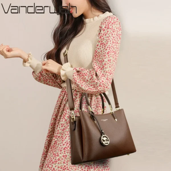 VANDERWAH Luxury Women's Handbags High Quality Soft Leather Shoulder Crossbody Bags Ladies Casual Tote Bag Purse Fashion Sac - Image 3