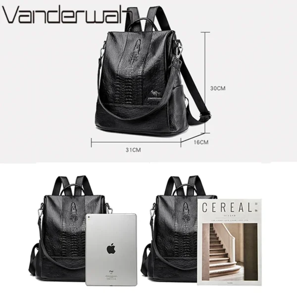 Women's Crocodile Pattern Backpack Leather School Bookbags for Girls Bagpack Large Capacity Designer Travel Rucksack Mochilas - Image 4