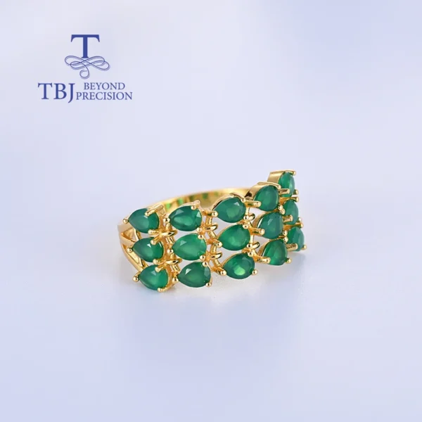 Vintage gorgeous designer Natural green agate gemstone ring Light luxury women and girl anniversary & Birthday & holiday gift - Image 4