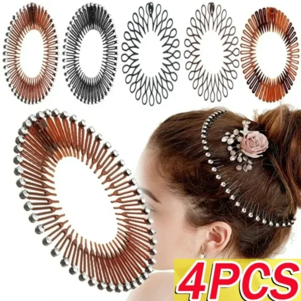 Plastic Full Circle Headbands Hair Hoop Band Clips Hairband Stretch Flexible Comb Teeth Face Wash Fixed Fashion Hair Accessories - Image 2