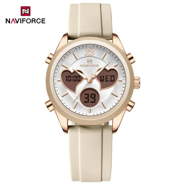 NAVIFORCE NF5045T Waterproof Elegant Ladies's Dual Display Time Women's Fashion Simple Silicone Strap Watches