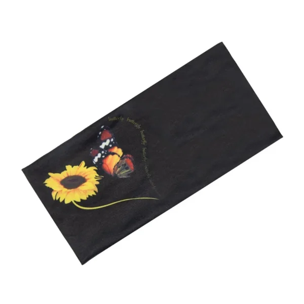 Digital print sunflower pastoral style Widen elastic sports yoga headband hairband - Image 3