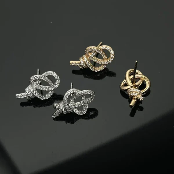 2025 S925 Silver Classic Design Earrings - TIF Series, Knot Twist, Heart & Diamond Shapes, Multiple Styles Available - Image 2