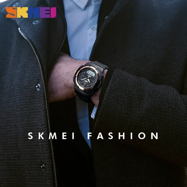 SKMEI Back Light Outdoor Sports Alarm Watch For Mens Military Stopwatch Date Week 5bar Waterproof Dual Time Display Wristwatches - Image 3