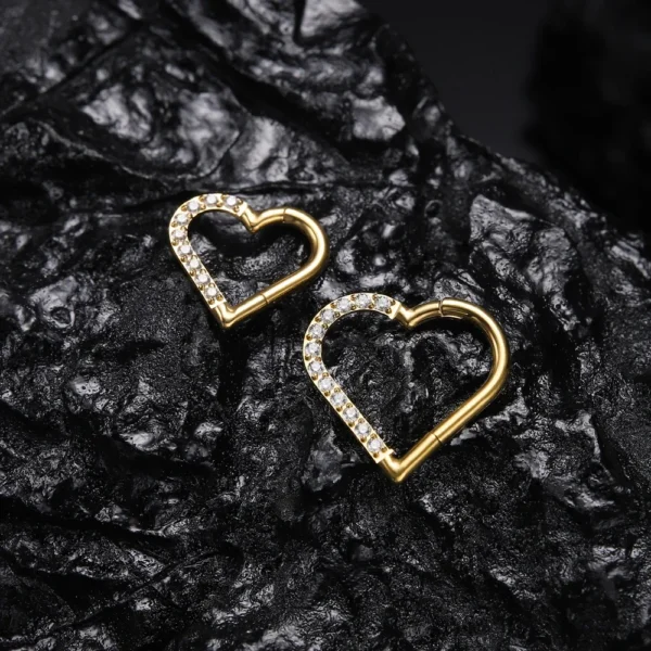 ASTM F36 Titanium 16G Heart Hoops Fashion Nose PIERC Sexy Ear Tragus Daith Cartilage Rings Clicked Body Jewelry for Women Gifts - Image 4