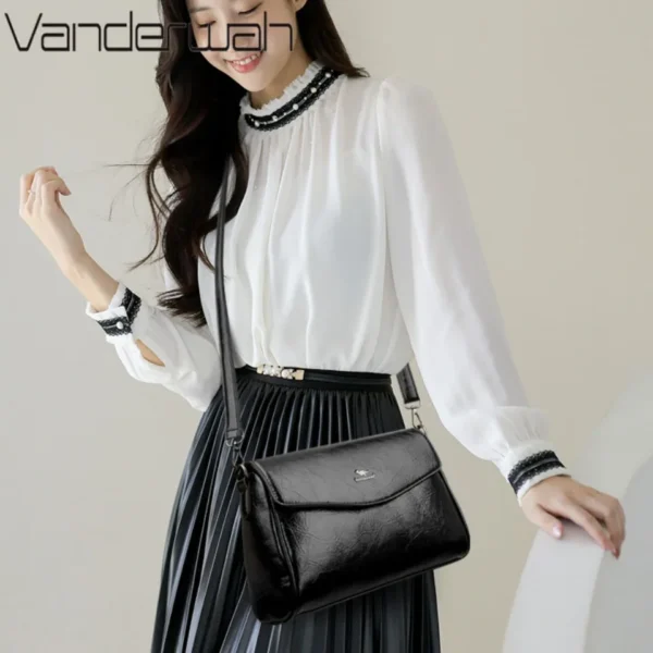 Luxury Shoulder Bags For Women Messenger Purse High Quality PU Leather Ladies Fashion Crossbody Bags Solid Color Commuting Sac - Image 3