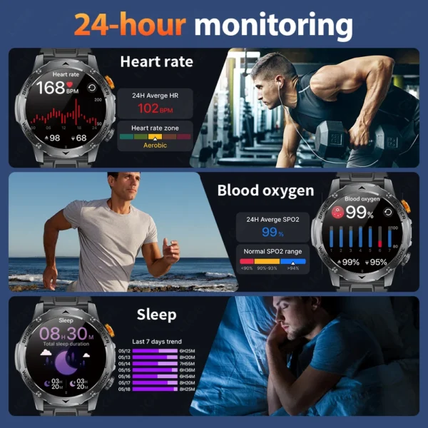 LIGE 2025 New For HUAWEI Xiaomi 1000mah AMOLED Smart Watch Men Sports Fitness LED Flashlight 3ATM Waterproof BT Call Smartwatch - Image 4