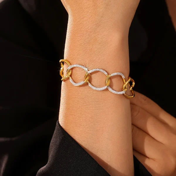 Trendy Chain Design Stainless Steel Bangle For Women Charm Bracelet Luxury Charm Jewelry Wedding Banquet Gift - Image 3