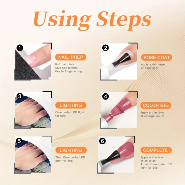 TARTU 6pcs 8ml Cat Eye Gel Nail Polish Set, 6 Colors Gel Polish Kit, Soak Off for Uv/Led, for Salon and Nail Art DIY At Home - Image 6