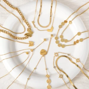 Fashion Gold Plated Layered Necklace Trendy Thin Chain Pendant Dainty Stackable Jewelry Gift for Women Birthday Valentine