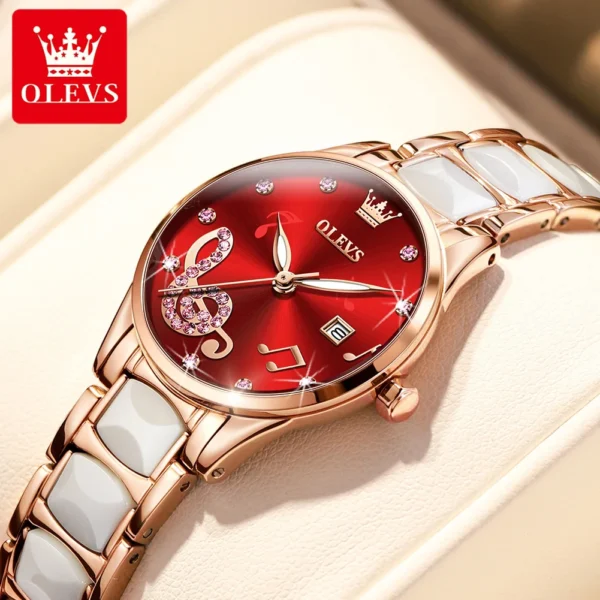 OLEVS Watch 3605 Women Original Luxury Quartz Watch For Women Waterproof Luminous Ceramic Strap Date Ladies Watch Gifts Reloj ﻿ - Image 3