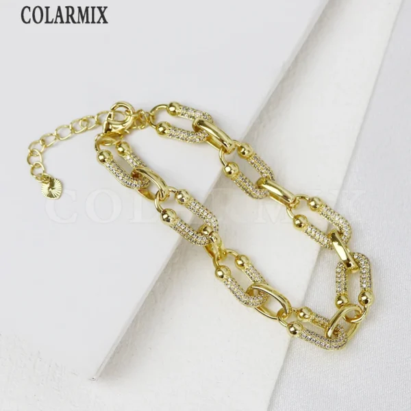 Classic Zircon U Shape Bracelet 18K Gold Plated Gold Chains Fashion Jewelry Style 40435 - Image 4