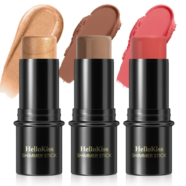 HelloKiss Multifunctional Three-Pack Grooming Stick, Three-dimensional Face Natural Brightening Blush Stick Highlight Stick - Image 3