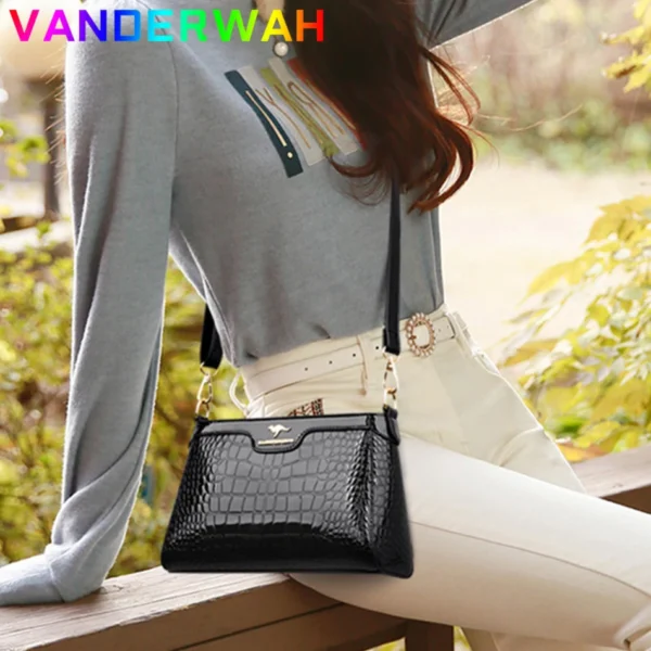 Luxury Crocodile Patent Leather Shoulder Crossbody Bag for Women 2024 Designer Handbag and Purse Female Small Phone Sac A Main - Image 2