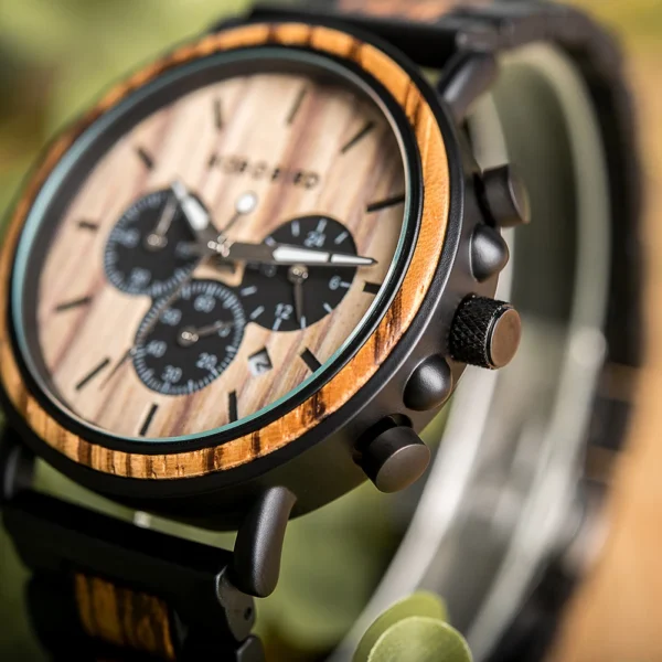 BOBOBIRD Luxury Men Watch Top Quartz Chronograph Personalized Wristwatch Timepiece Metal Wooden Strap Gift Box relogio masculino - Image 6