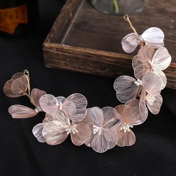 Flower Headband Pearl Crystal Hairband Earrings Elegant Party Tiara Crown Bridal Hair Jewelry Wedding Hair Accessories For Women - Image 2