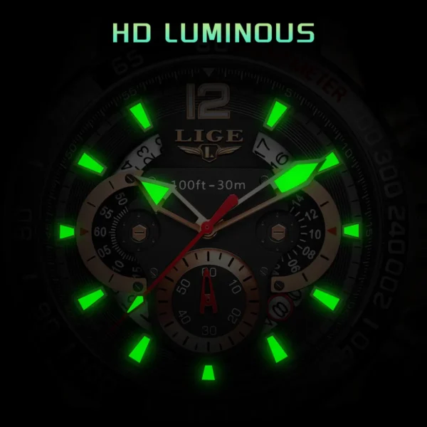 LIGE Fashion Mens Watches Original Silicone Strap Quartz Wristwatch Waterproof Luminous Watches For Men Luxury Business Clock - Image 3