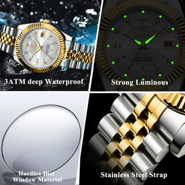 POEDAGAR Classic Luxury Men's Quartz Watches Stainless Steel Date Man Watch Waterproof Luminous Fashion Business Male Wristwatch - Image 5
