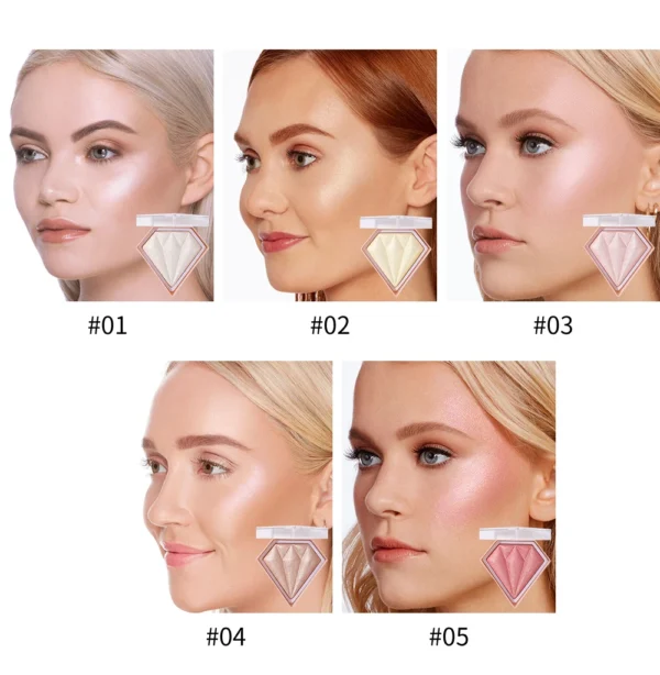 Diamond Highlighter Powder | Contour & Shimmer Glow for Face | Brightening Nose Shadow & Highlight for Defined Features - Image 2