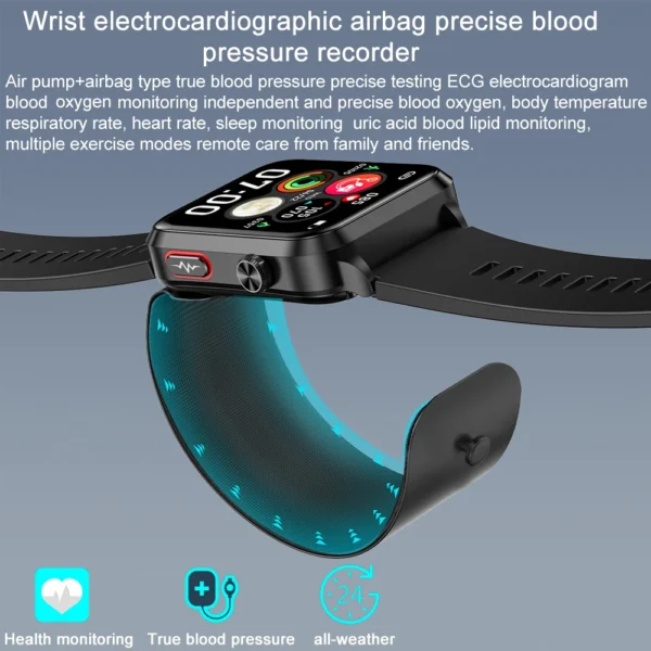 2025 New Nursing Grade Smart Watch Airbag health watch air Pump ECG True Accurately Blood Pressure Uric Acid Blood Lipids watch - Image 3
