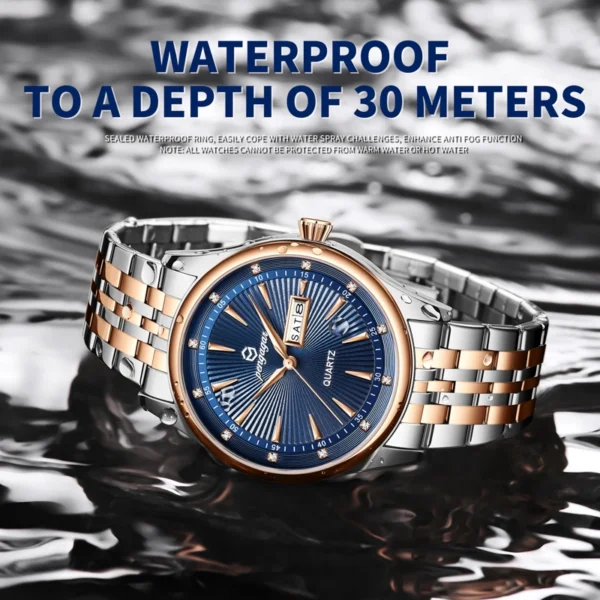 PENGAGAR Luxury Watch 2025 New Business Waterproof Male Clock Luminous DateStainless Steel Square Quartz Men Watch reloj hombre - Image 2