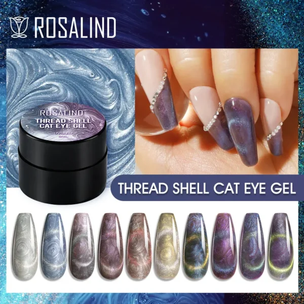 ROSALIND Thread Shell Cat Eye Nail Gel Polish Top Base Coat For Nail Art Semi Permanent Soak Off Varnishes All For Nails New