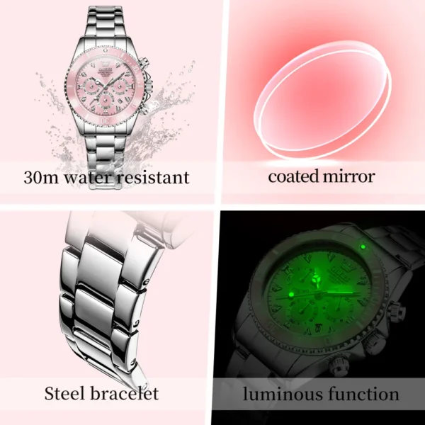 OLEVS Women’s Watch Elegant Luxury Original Quartz Watch Zircon Scale Waterproof Luminous Chronograph Date Ladies Watch 5632 - Image 6
