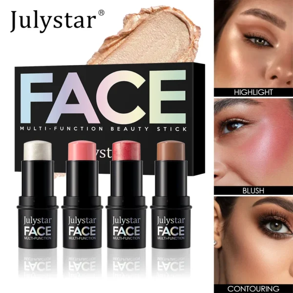 Multifunctional Grooming Stick Four Pack Highlight Brightening Contour Retouching Natural Matte Blush Stick Facial Makeup - Image 2