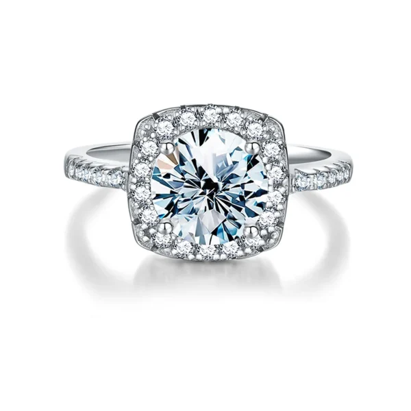 GRA 0.5ct 1ct D Real Moissanite Diamond Wedding Halo square Rings for Women Original 925 Sterling Silver Luxury Fine Jewelry - Image 2