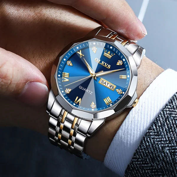 OLEVS New Watch for Men Original Quartz Waterproof Male Wristwatch Gold Stainless Steel Strap High-end Luxury Man Watch Clock - Image 4