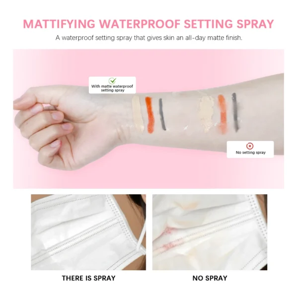 Mattifying Waterproof Setting Spray Glossy Matte Base Makeup Control Oil Non-Sticky Waterproof Make-up Fixer Spray for All Skin - Image 4