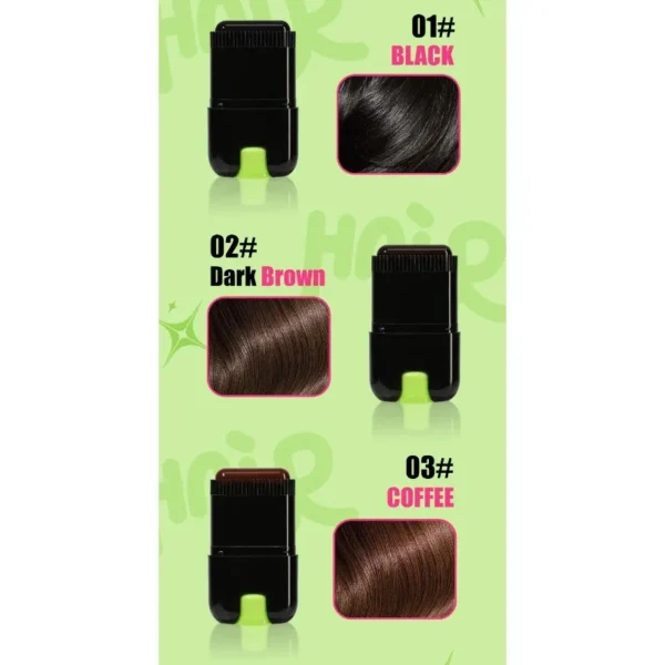 Black Brown Hair Color Stick Long Lasting Temporary Quick Covered White Gray Hairline Pen Tool 2-in-1 Comb Hair Dye Stick - Image 5