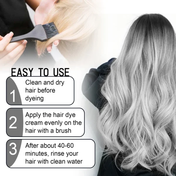 Sliver Grey Hair Dye Cream Smoky Punk Style DIY Styling No Damage Quick Coloring Long-lasting Professional Hairs Dyeing Creams - Image 5