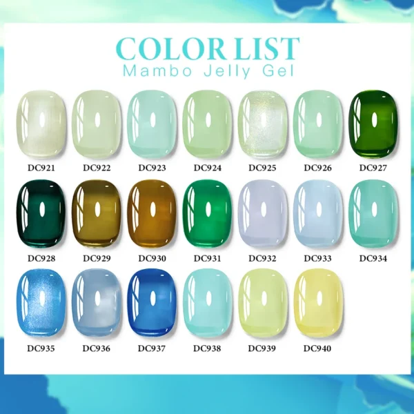 MTSSII 20/6 Pcs Mambo Jelly Gel Nail Polish Set Mint Grass Green Transparent Nail Art Gel Nail Supplies Nails Gel Varnish Kit - Image 5