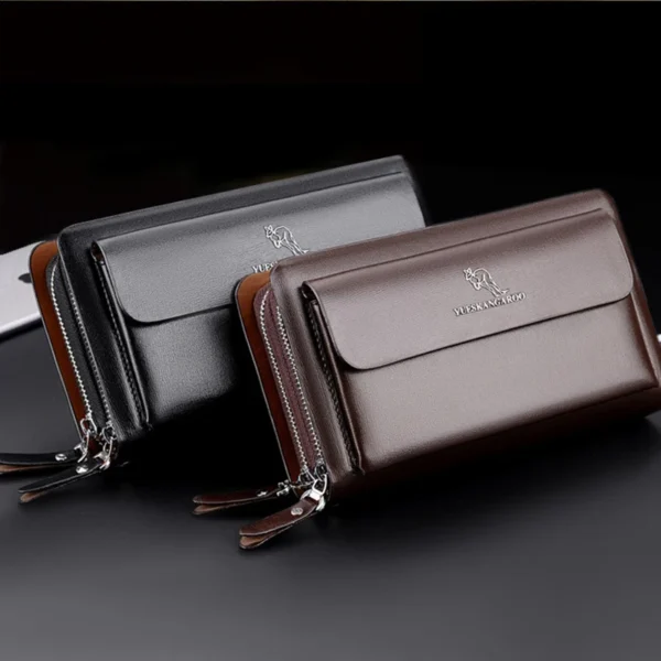 Leather Clutch Bag for Man Zipper Wallet Passcard Fashion Luxury Handbag Square Card Holder Phone Pouch Hand Porter Bag Male - Image 6