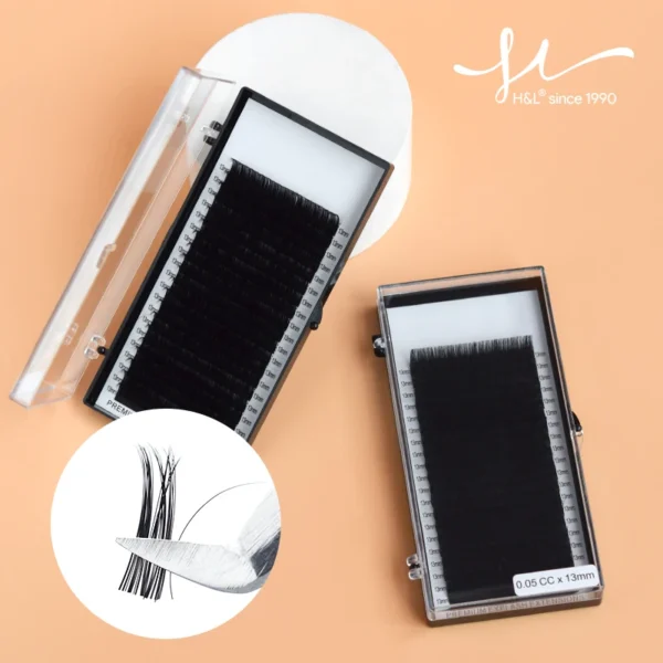 H&L SINCE 1990 20Rows Eyelash Extensions Supplies Individual Lashes Premium Silk Volume Classic Lash Soft Matte Darker Black