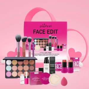 POPFEEL All In One Makeup Kit Eyeshadow Powder Lipgloss Lipoil,Valentine's Day Gift for Girls Women