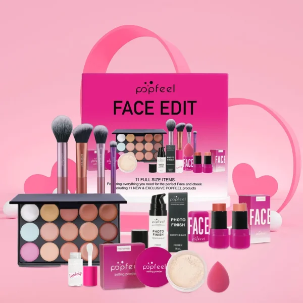 POPFEEL All In One Makeup Kit Eyeshadow Powder Lipgloss Lipoil,Valentine's Day Gift for Girls Women