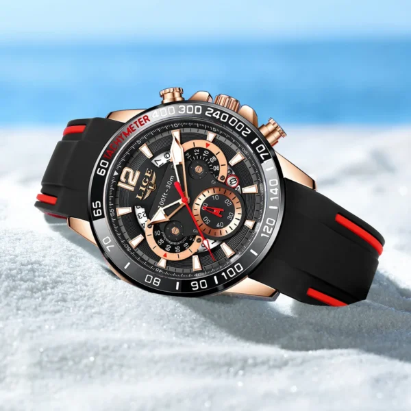 LIGE Fashion Mens Watches Original Silicone Strap Quartz Wristwatch Waterproof Luminous Watches For Men Luxury Business Clock - Image 5