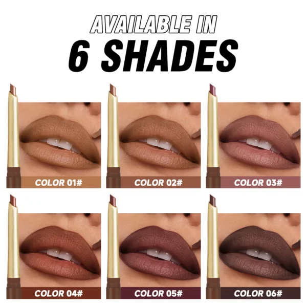 Matte 6-colors Lip Liner Pencil Bevel Design Nib Lip Contour Lipstick Nude Brown Lipstick Pencil Natural Lasting Lipliner Makeup - Image 2