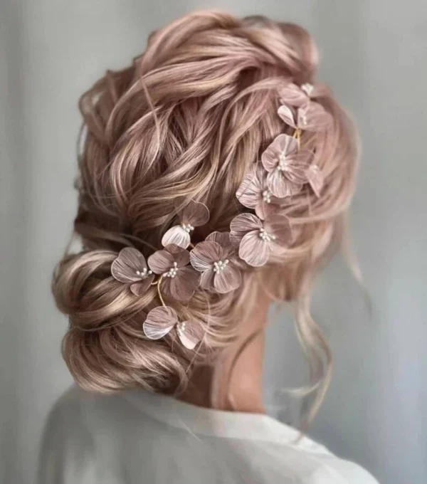 Flower Headband Pearl Crystal Hairband Earrings Elegant Party Tiara Crown Bridal Hair Jewelry Wedding Hair Accessories For Women