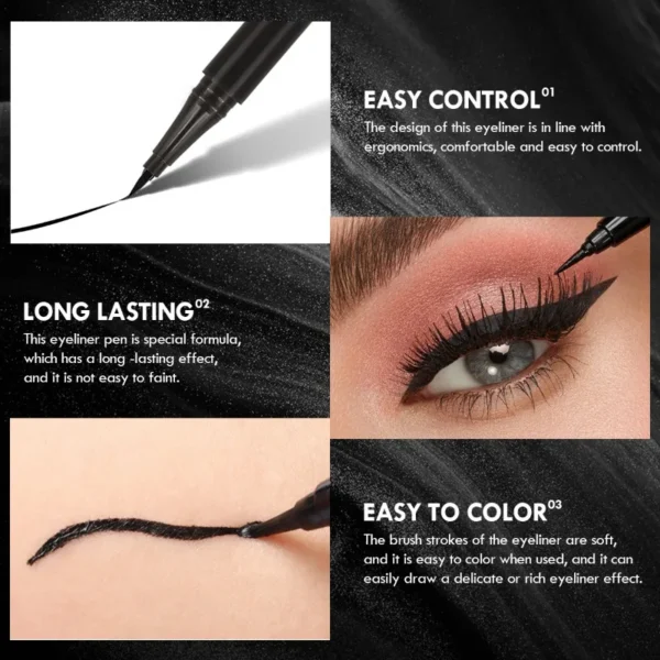 5PCS/Set Smooth Liquid Eyeliner Pen, Waterproof, Long-lasting Makeup, Black, Ultra-fine Pen Tip,Create A Charming Eye Makeup - Image 5