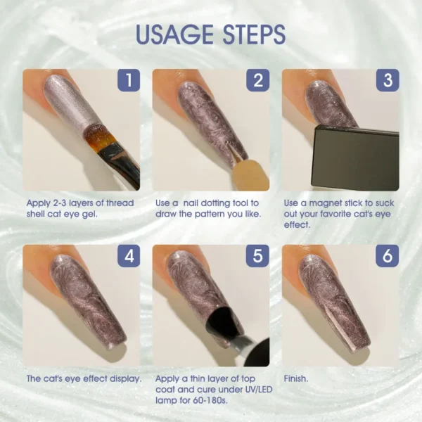 ROSALIND Thread Shell Cat Eye Nail Gel Polish Top Base Coat For Nail Art Semi Permanent Soak Off Varnishes All For Nails New - Image 6
