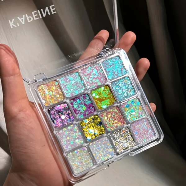 Multi-Color All-Over Glitter Eyeshadow Palette - Vivid Shimmer, High-Pigment, Festival & Concert-Ready - Image 2