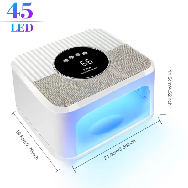 45LED UV Nail Lamp High Power Nail Dryer with LCD Smart Screen Gel Curing Drying Lamp Removable Base Pedicure Tool for Home - Image 6