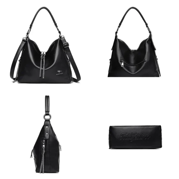 2024 Women High Quality Leather Shoulder Bag Top-handle Bags Casual Large Capacity Messenger Bags Luxury Designe Ladies Handbags - Image 5