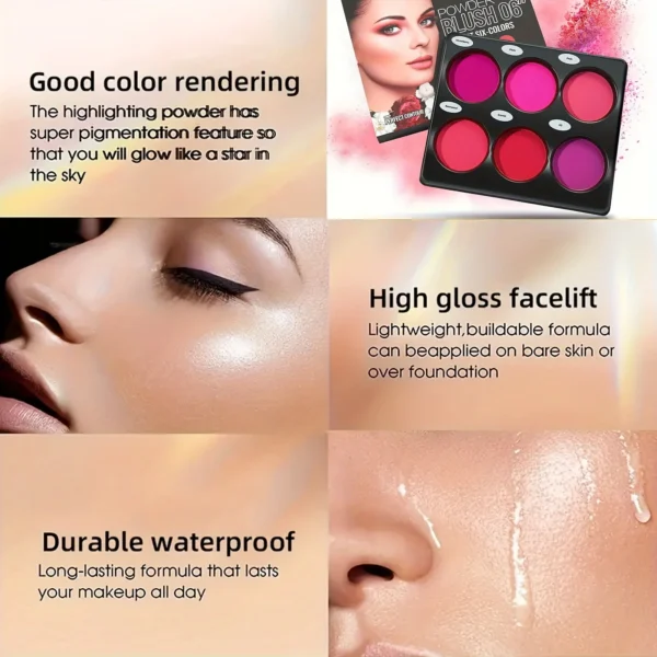6-color blush palette, natural-toned eye shadow palette, and matte blush palette. Light and breathable, suitable for cheek and e - Image 3