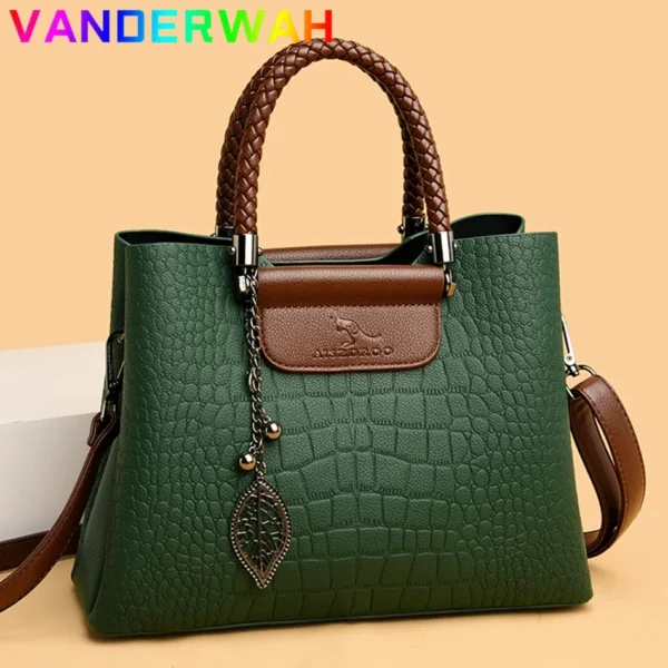 Genuine Brand Leather 3 Layers Alligator Crossbody Bag for Women Female Shoulder Messenger Sac Luxury Designer Ladies Handbags - Image 2