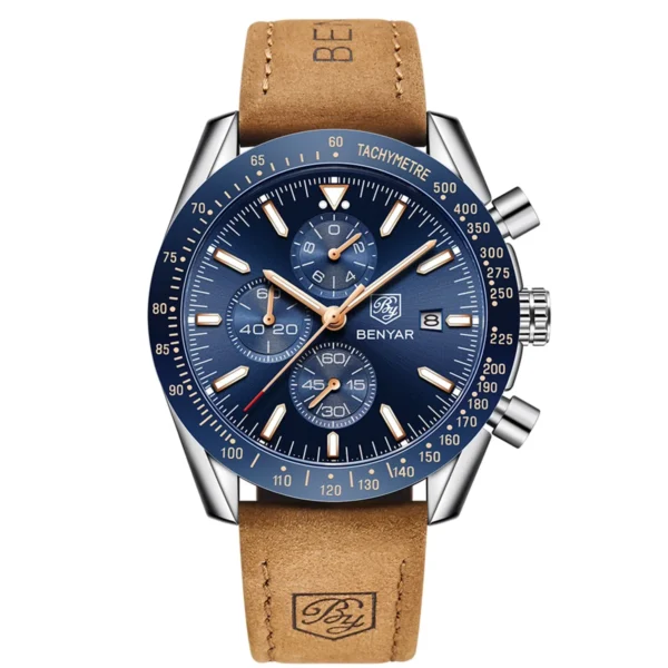 SAPPHERO Classic Quartz Men's Watch Chronicle Waterproof Men's Watch Leather Strap Business Casual Sports Clock - Image 2