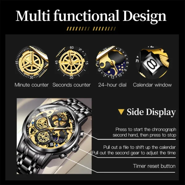 OLEVS 9947 Hot Sell Original Quartz Watch for Men Skeleton Flywheel Design Classic Chrono Small Dial Top Luxury Men's Wristwatch - Image 6